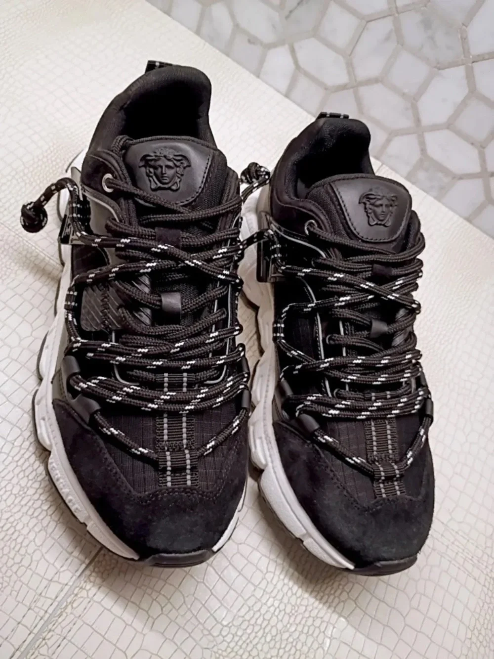 Versace | Shoes | Versace Trigreca Black Sneakers 45 Eu Nwob  display picture 2